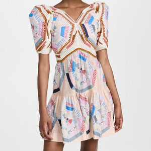 Sea New York Quin Mini Dress patchwork knit quilted BoHo size extra small XS